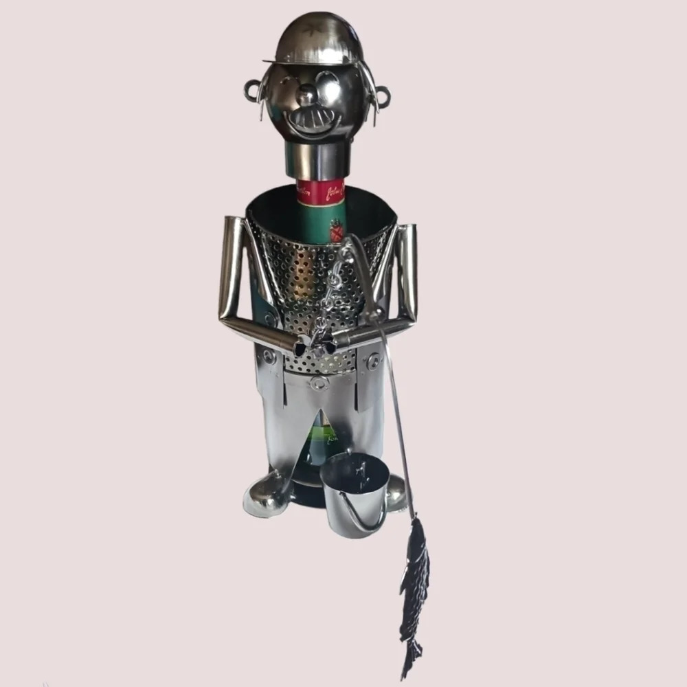 metal  body fisherman wine bottle holder